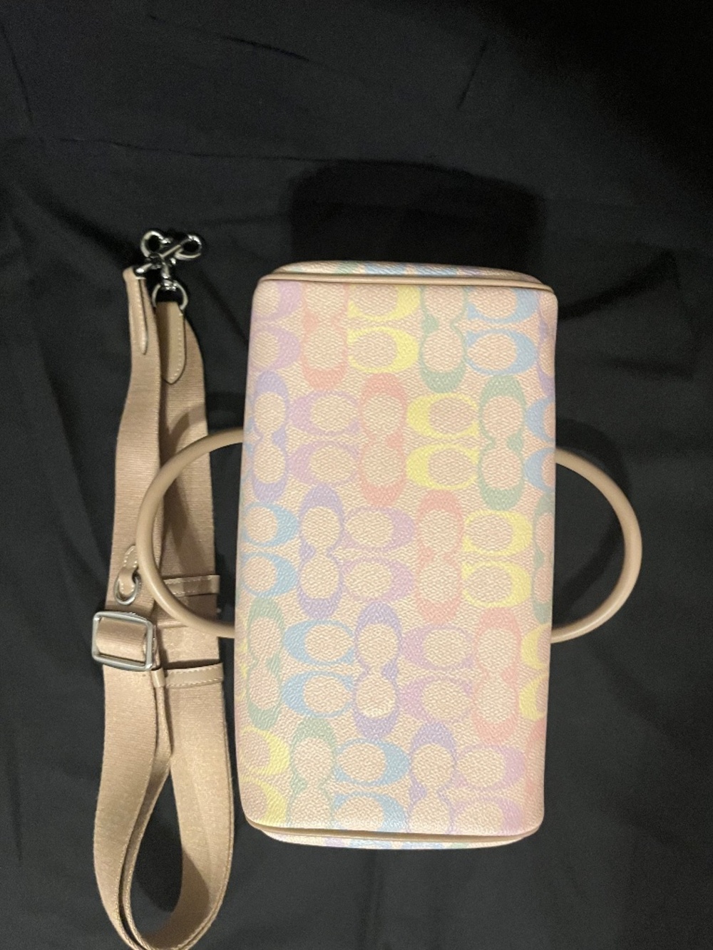 LIKE NEW Coach Rowan Pastel Rainbow Multicolor Signature Satchel Bag - Picture 8 of 13